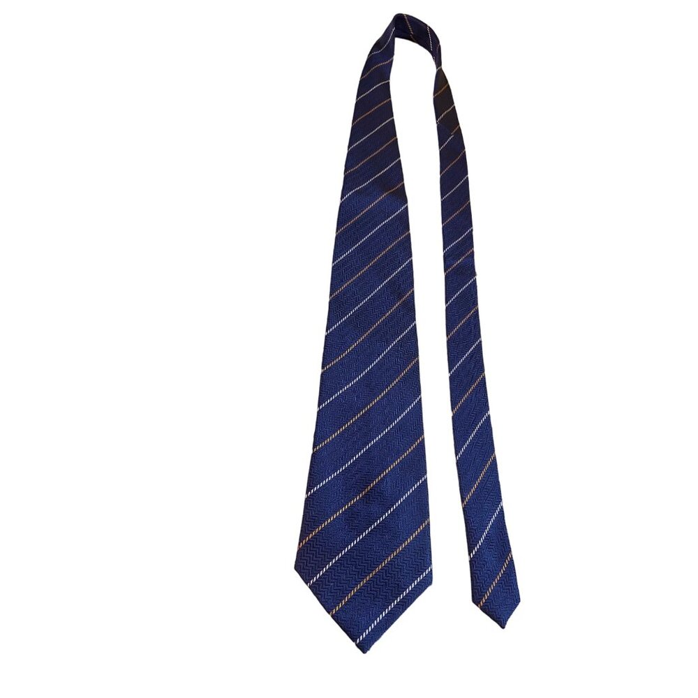 Nautica 100% Silk Necktie Navy Herringbone Stripe  Classic Designer Gift Career